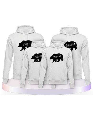 Familienlook Hoodies mit Bärenfamilie | Paarpulli