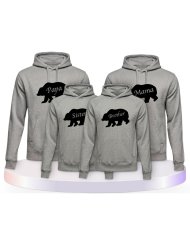 Familienlook Hoodies mit Bärenfamilie | Paarpulli