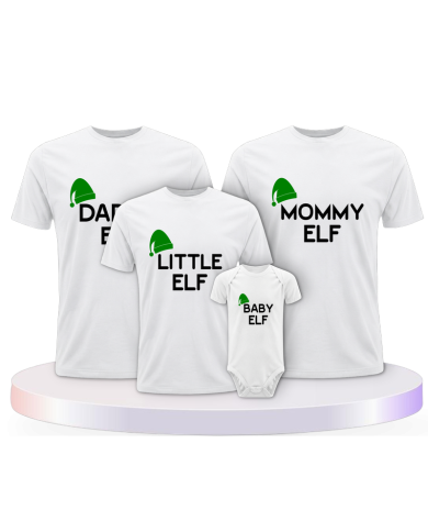 Elf mit Baby Body Familienset T-Shirts mit Babybody | Paarpulli
