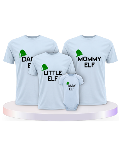 Elf mit Baby Body Familienset T-Shirts mit Babybody | Paarpulli