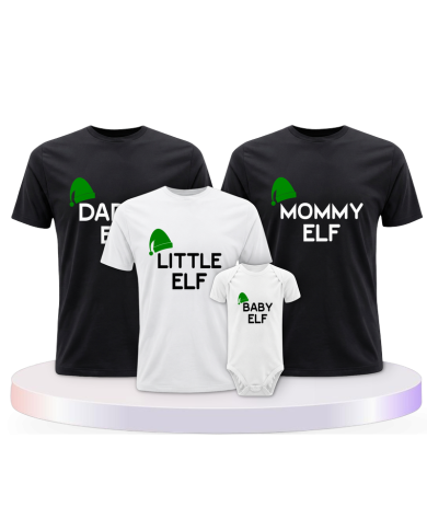 Elf mit Baby Body Familienset T-Shirts mit Babybody | Paarpulli