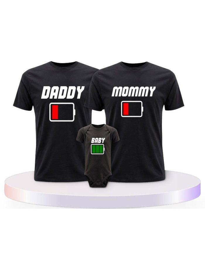 Familienlook T-Shirts mit Akku Family | Paarpulli