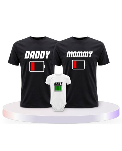 Familienlook T-Shirts mit Akku Family | Paarpulli
