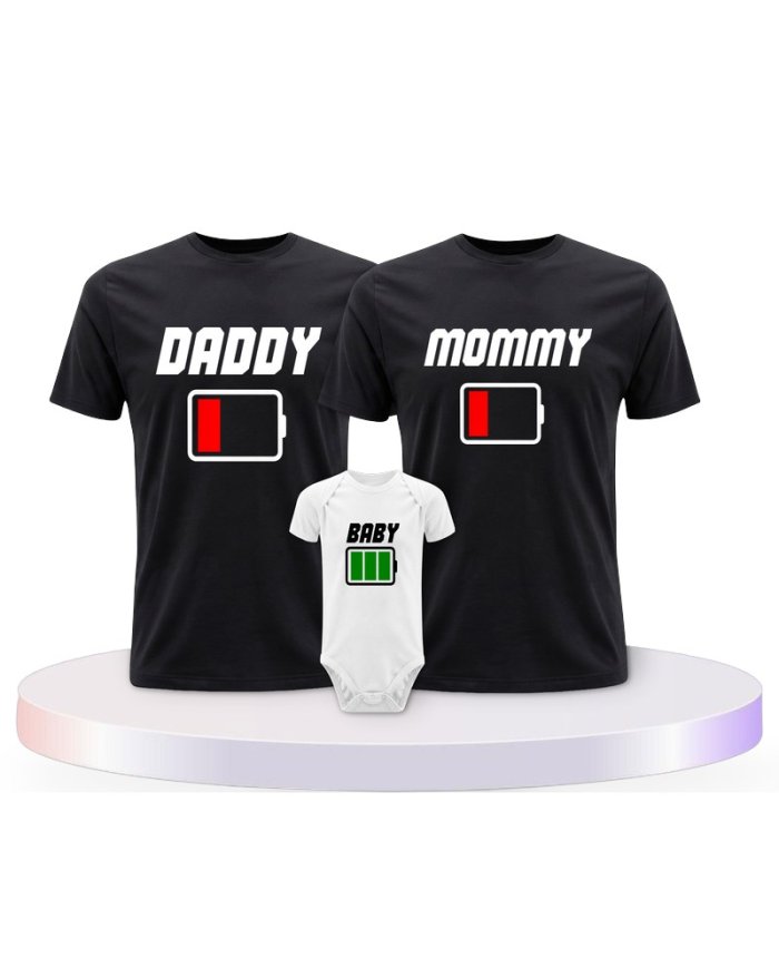 Familienlook T-Shirts mit Akku Family | Paarpulli