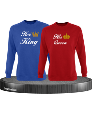 Her King und His Queen Partnerlook Sweatshirts in blau rot