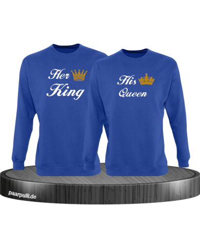 Her King und His Queen Partnerlook Sweatshirts in blau