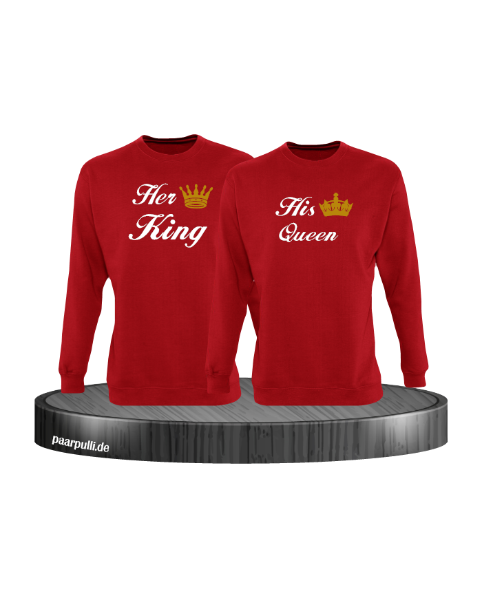 Her King und His Queen Partnerlook Sweatshirts in rot