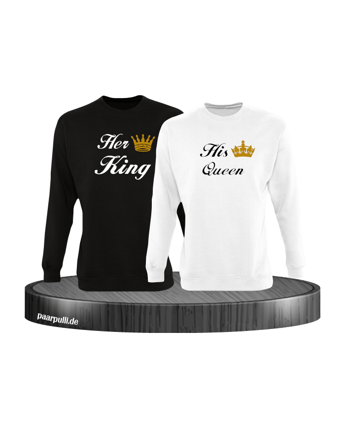 Her King und His Queen Partnerlook Sweatshirts in schwarz weiß