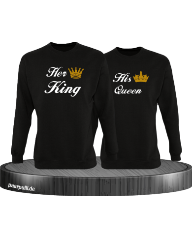 Her King und His Queen Partnerlook Sweatshirts in schwarz