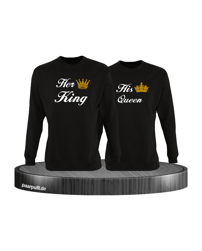 Her King und His Queen Partnerlook Sweatshirts in schwarz
