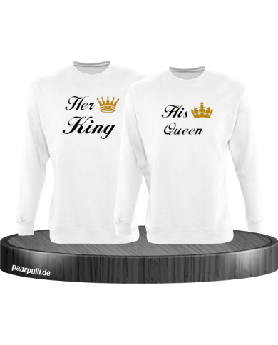 Her King und His Queen Partnerlook Sweatshirts in weiß Her King und His Queen Partnerlook Sweatshirts in weiß