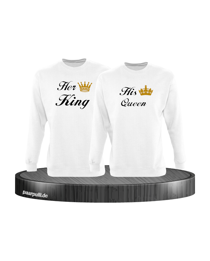 Her King und His Queen Partnerlook Sweatshirts in weiß