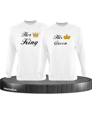 Her King und His Queen Partnerlook Sweatshirts in weiß