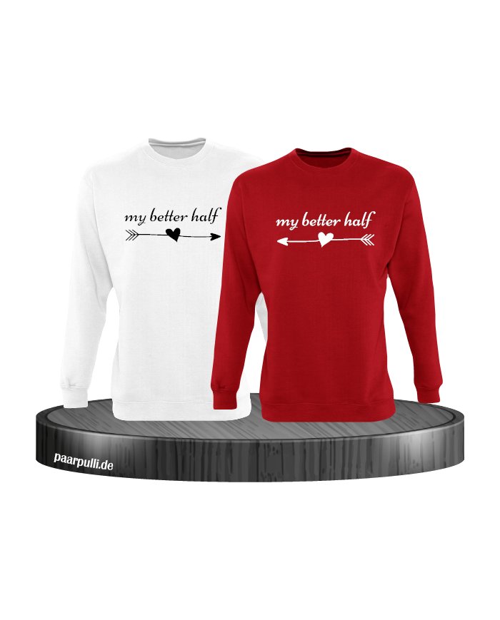 My better half Partnerlook Sweatshirts in weiß rot
