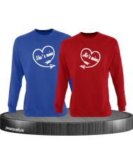 Shes Mine Hes Mine Partnerlook Sweatshirts in blau rot