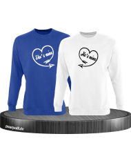 Shes Mine Hes Mine Partnerlook Sweatshirts in blau weiß