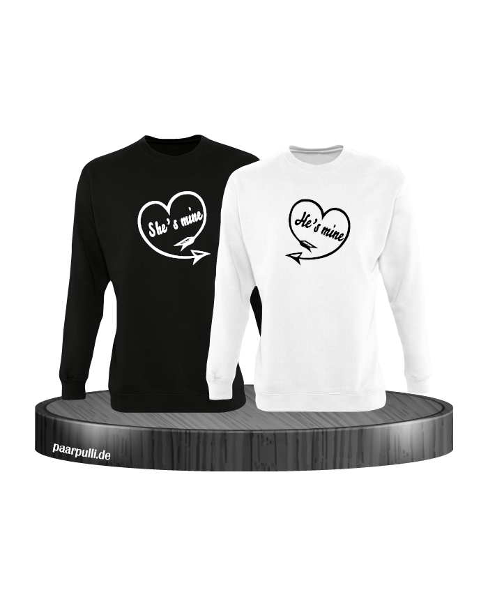 Shes Mine Hes Mine Partnerlook Sweatshirts in schwarz weiß