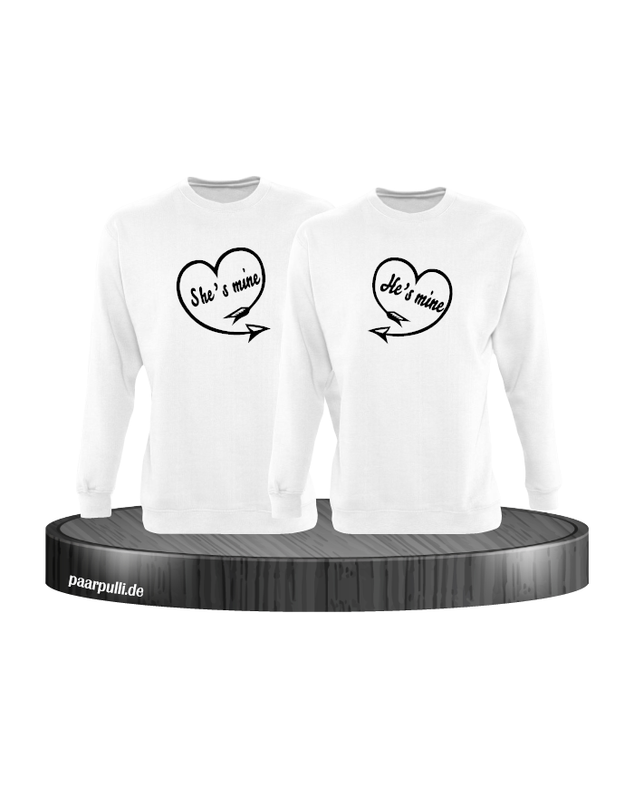 Shes Mine Hes Mine Partnerlook Sweatshirts in weiß