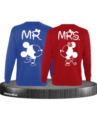 Mr Mrs Mickey und Minnie Mouse Sweatshirts in Blau Rot