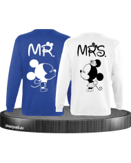 Mr Mrs Mickey und Minnie Mouse Sweatshirts in Blau Weiß