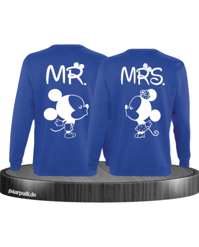 Mr Mrs Mickey und Minnie Mouse Sweatshirts in Blau Mr Mrs Mickey und Minnie Mouse Sweatshirts in Blau