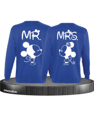 Mr Mrs Mickey und Minnie Mouse Sweatshirts in Blau