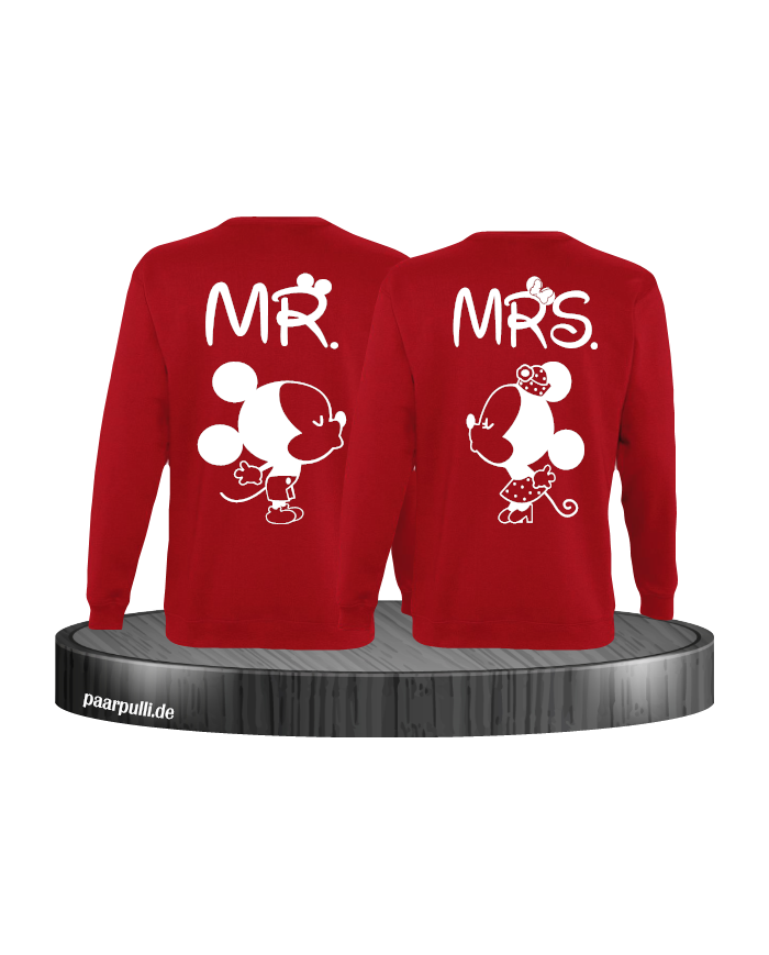 Mr Mrs Mickey und Minnie Mouse Sweatshirts in Rot