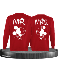 Mr Mrs Mickey und Minnie Mouse Sweatshirts in Rot