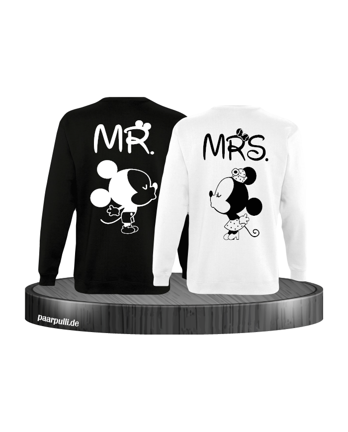 Mr Mrs Mickey und Minnie Mouse Sweatshirts in Schwarz Weiß