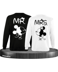 Mr Mrs Mickey und Minnie Mouse Sweatshirts in Schwarz Weiß