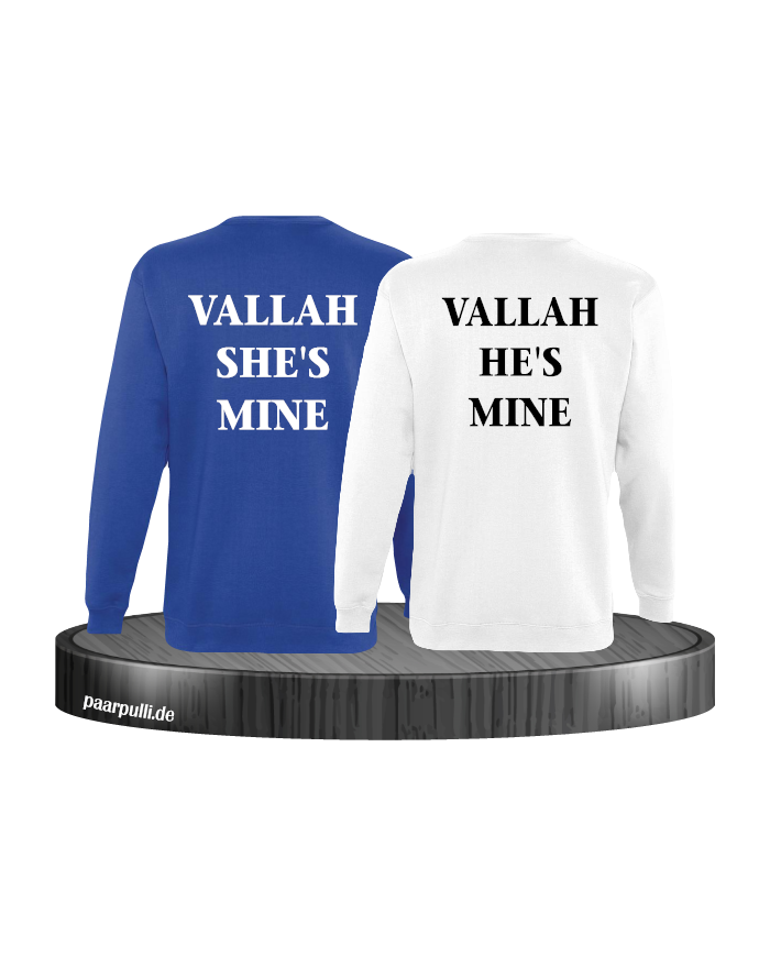Vallah She's Mine Vallah He's Mine Sweatshirts in blau weiß