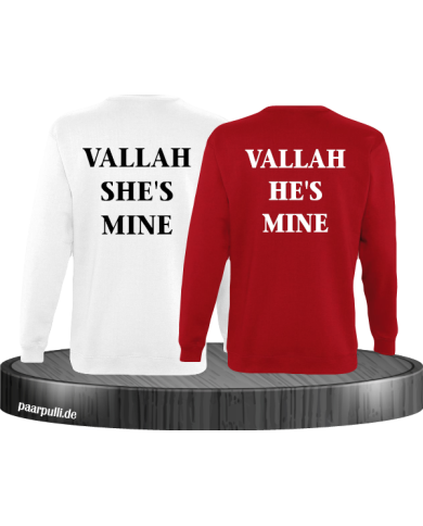 Vallah She's Mine Vallah He's Mine Sweatshirts in weiß rot Vallah She's Mine Vallah He's Mine Sweatshirts in weiß rot
