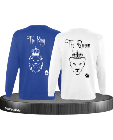 King Queen mit Löwenaufdruck auf Sweatshirts in blau weiß