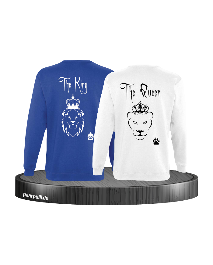 King Queen mit Löwenaufdruck auf Sweatshirts in blau weiß