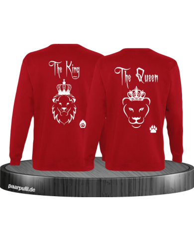 King Queen mit Löwenaufdruck auf Sweatshirts in rot