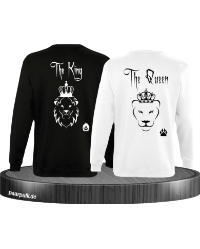 King Queen mit Löwenaufdruck auf Sweatshirts in schwarz weiß