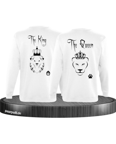 King Queen mit Löwenaufdruck auf Sweatshirts in weiß