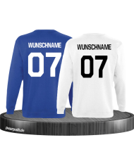 Wunschname und Wunschzahl Partnerlook Sweatshirts