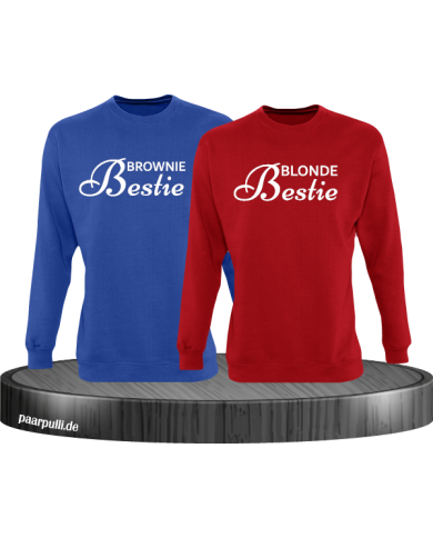 Brownie Bestie und Blonde Bestie Geschwister Sweatshirts in blau rot Brownie Bestie und Blonde Bestie Geschwister Sweatshirts in blau rot