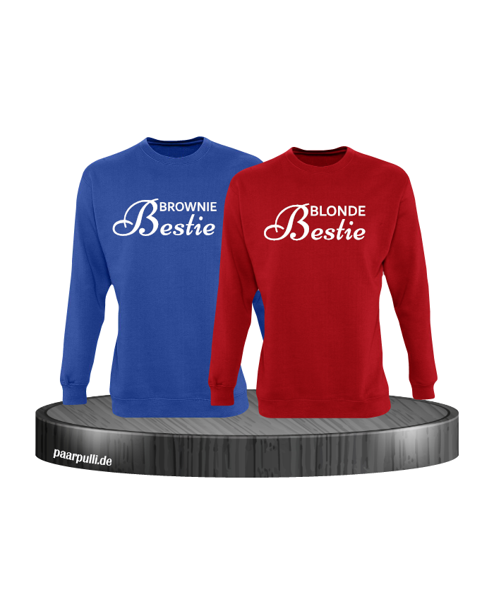 Brownie Bestie und Blonde Bestie Geschwister Sweatshirts in blau rot