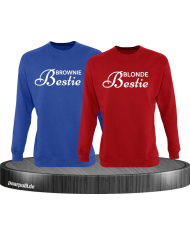 Brownie Bestie und Blonde Bestie Geschwister Sweatshirts in blau rot