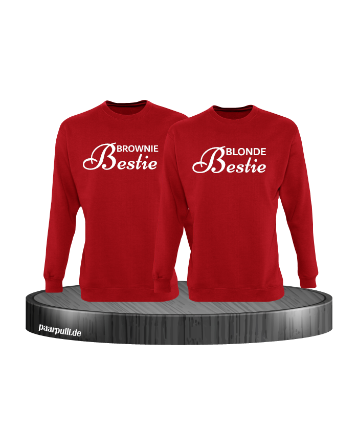 Brownie Bestie und Blonde Bestie Geschwister Sweatshirts in Rot