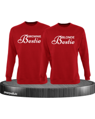 Brownie Bestie und Blonde Bestie Geschwister Sweatshirts in Rot
