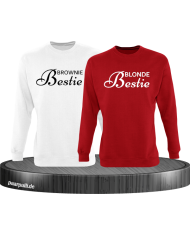 Brownie Bestie und Blonde Bestie Geschwister Sweatshirts in weiß rot