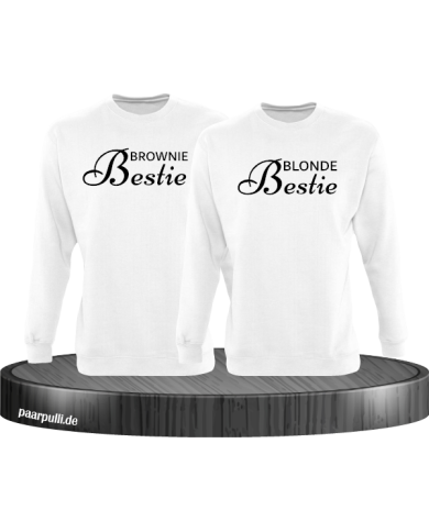 Brownie Bestie und Blonde Bestie Geschwister Sweatshirts in weiß