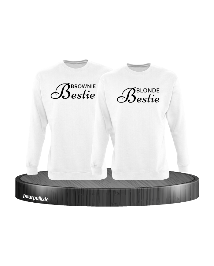 Brownie Bestie und Blonde Bestie Geschwister Sweatshirts in weiß
