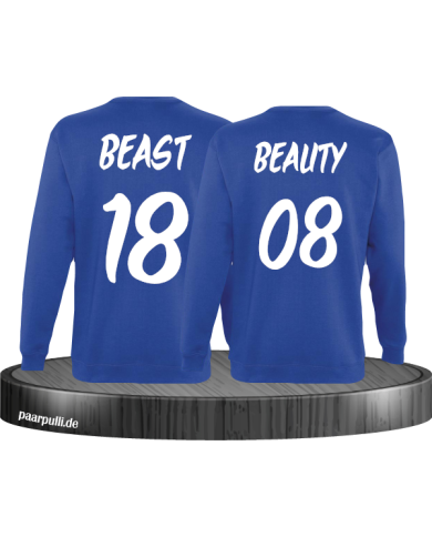 Beauty und Beast mit Wunschzahl Partner Sweatshirts in blau