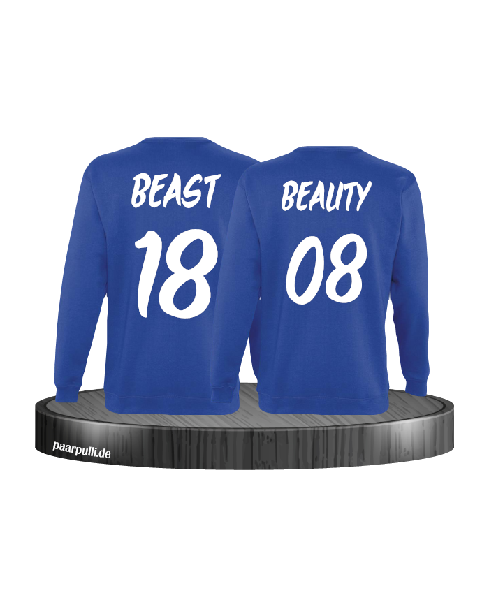 Beauty und Beast mit Wunschzahl Partner Sweatshirts in blau