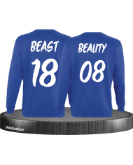 Beauty und Beast mit Wunschzahl Partner Sweatshirts in blau