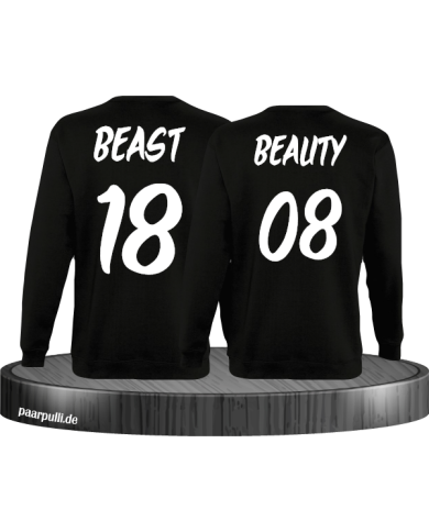 Beauty und Beast mit Wunschzahl Partner Sweatshirts in schwarz